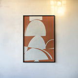 Artifact I Orange by Mike Schick. shown as a paper print in a black flame. Available as a archival giclee rolled canvas, fine art paper, or poster print. SKU 92659h.