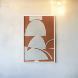 Artifact I Orange by Mike Schick. shown as a paper print in a white frame. Available as a archival giclee rolled canvas, fine art paper, or poster print. SKU 92659h.