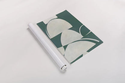 Artifact I Teal by Mike Schick. shown as a rolled paper print. Available as archival giclee rolled canvas, fine art paper, or poster print. SKU 92619h.