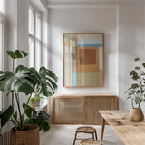 At Attention by Mike Schick. shown as a print in a natural wood frame in a dining room. Available as a archival giclee rolled canvas, fine art paper, or poster print. SKU 86978h.