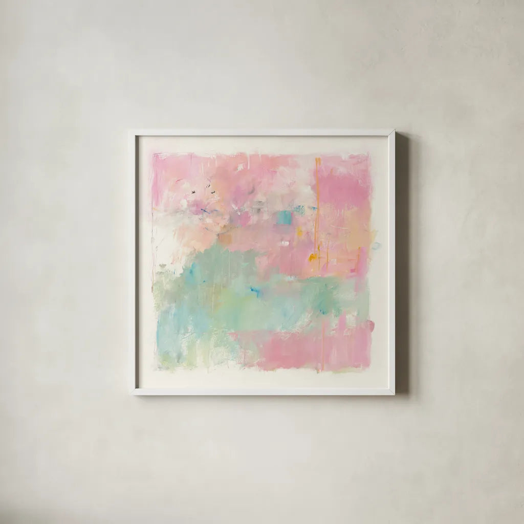 At Loose Ends by Mike Schick. Shown in a crisp white glass frame for a clean and minimalist style. Available as an archival giclee rolled canvas, fine art paper, or poster print. SKU 30617a.