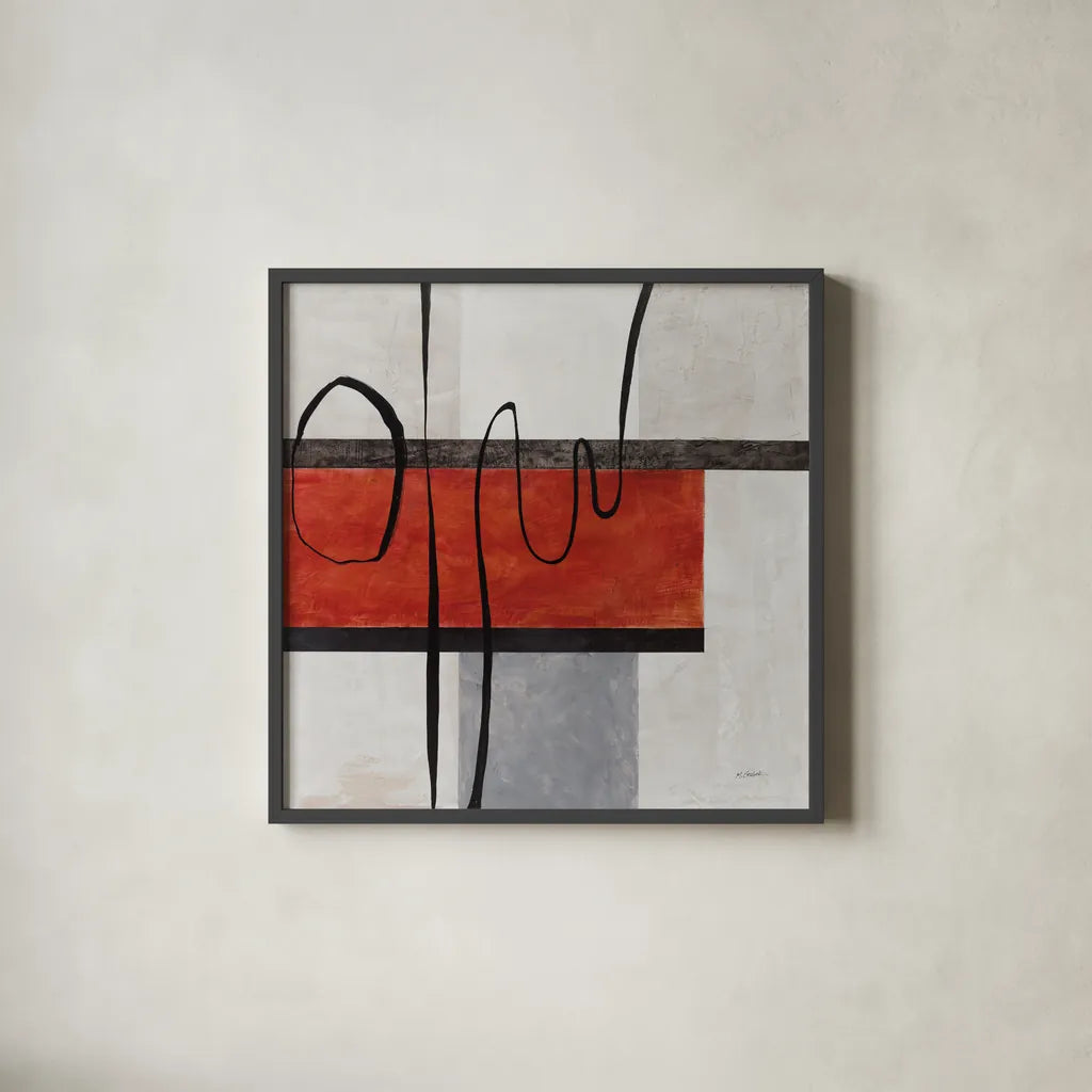 Balance Beam I by Mike Schick. Shown in a sleek black glass frame for a contemporary gallery look. Available as an archival giclee rolled canvas, fine art paper, or poster print. SKU 91330a.