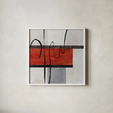 Balance Beam I by Mike Schick. Shown in a crisp white glass frame for a clean and minimalist style. Available as an archival giclee rolled canvas, fine art paper, or poster print. SKU 91330a.
