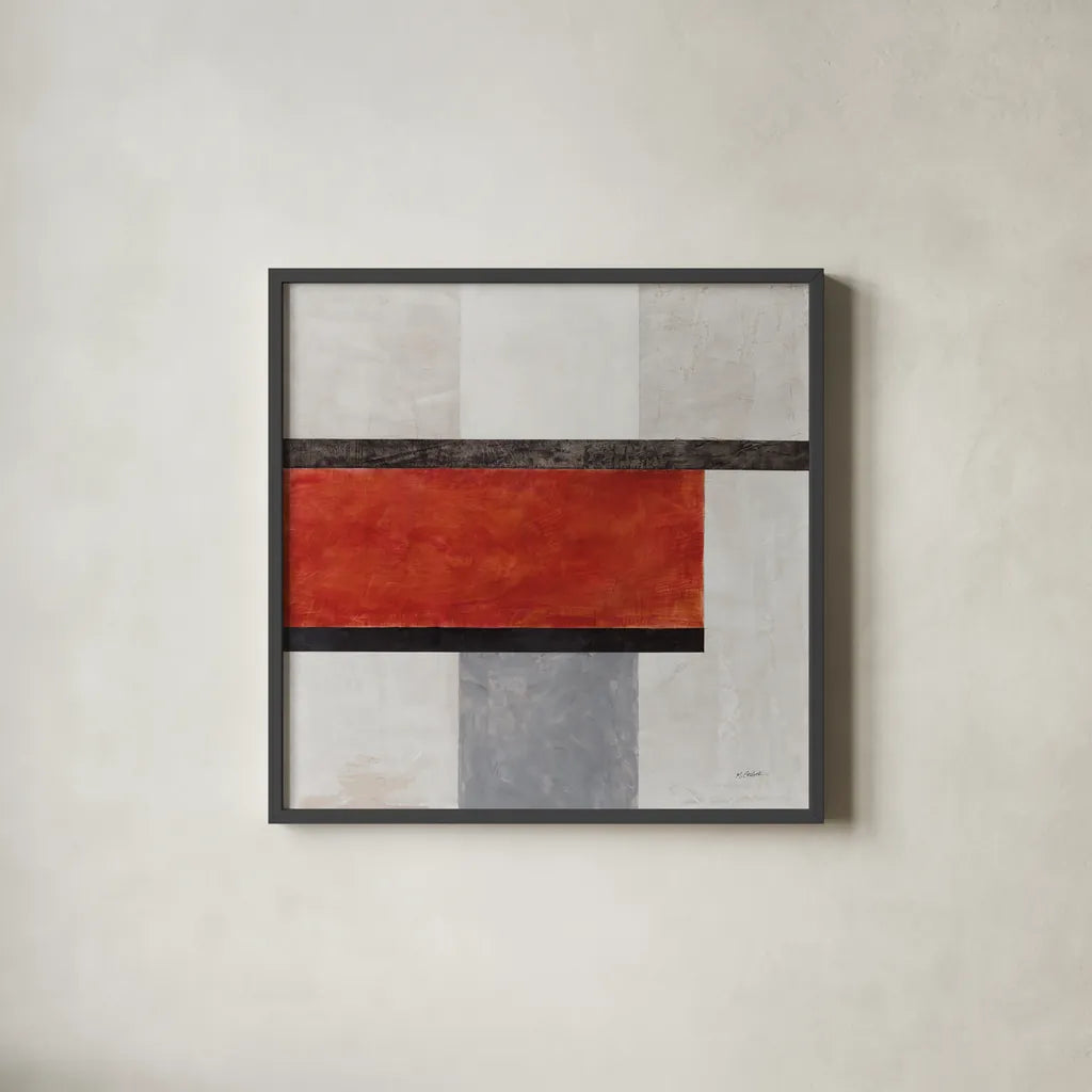 Balance Beam I No Lines by Mike Schick. Shown in a sleek black glass frame for a contemporary gallery look. Available as an archival giclee rolled canvas, fine art paper, or poster print. SKU 91634a.