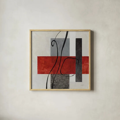 Balance Beam II by Mike Schick. Shown in a natural wood glass frame for a timeless modern aesthetic. Available as an archival giclee rolled canvas, fine art paper, or poster print. SKU 91331a.