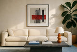 Balance Beam II by Mike Schick. Displayed in a glass frame with matte in a clean modern living room. Available as an archival giclee rolled canvas, fine art paper, or poster print. SKU 91331a.