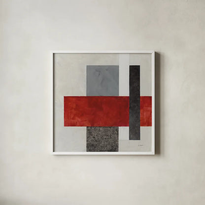 Balance Beam II No Lines by Mike Schick. Shown in a crisp white glass frame for a clean and minimalist style. Available as an archival giclee rolled canvas, fine art paper, or poster print. SKU 91635a.