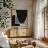 Blackbird by Mike Schick. Shown in a natural wood frame in a cozy modern living room. Available as an archival giclee rolled canvas, fine art paper, or poster print. SKU 51986a.