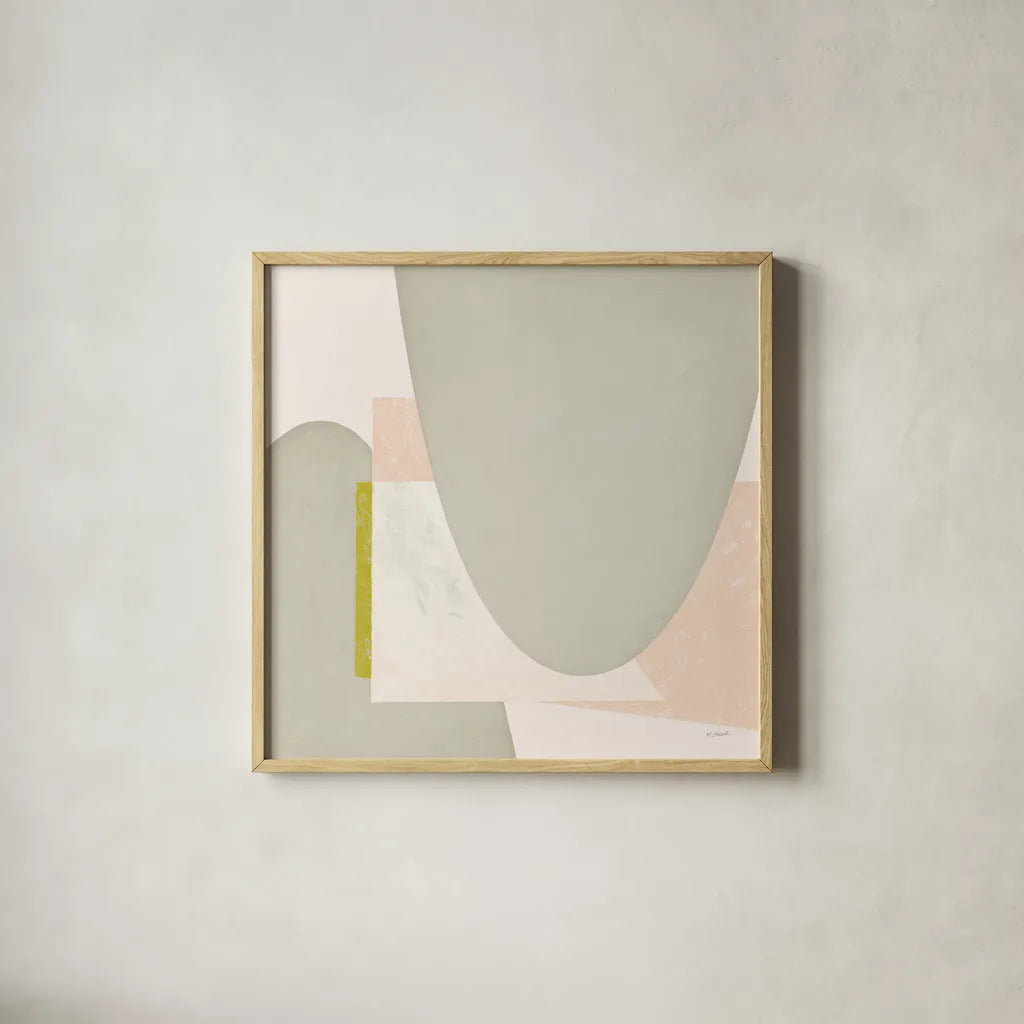 Blackbird Neutral by Mike Schick. Shown in a natural wood glass frame for a timeless modern aesthetic. Available as an archival giclee rolled canvas, fine art paper, or poster print. SKU 53044a.