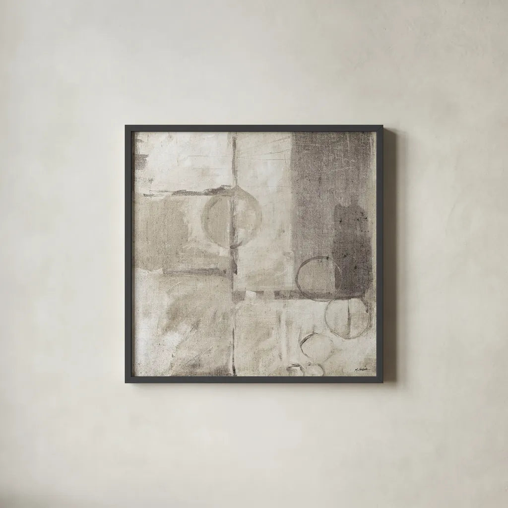 Blue Water I Neutral by Mike Schick. Shown in a sleek black glass frame for a contemporary gallery look. Available as an archival giclee rolled canvas, fine art paper, or poster print. SKU 16766a.