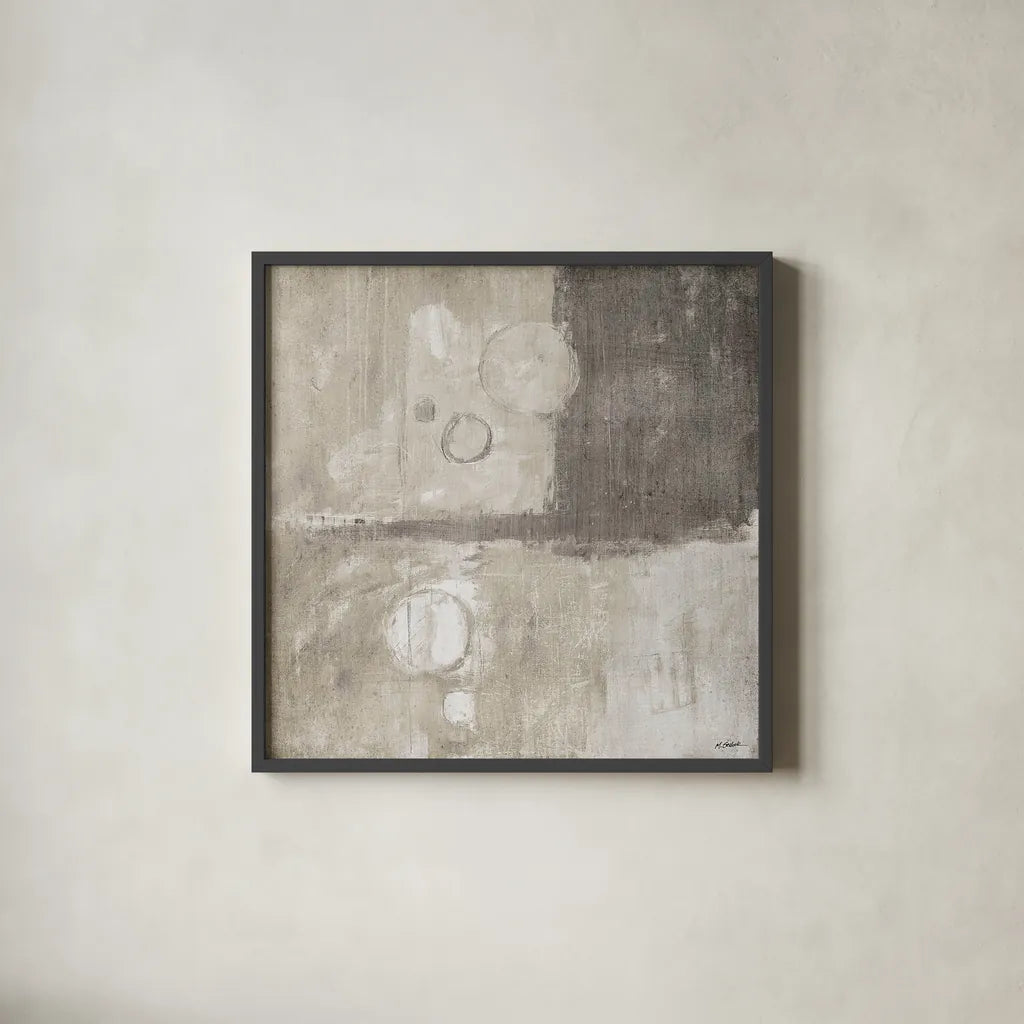 Blue Water II Neutral by Mike Schick. Shown in a sleek black glass frame for a contemporary gallery look. Available as an archival giclee rolled canvas, fine art paper, or poster print. SKU 34233a.