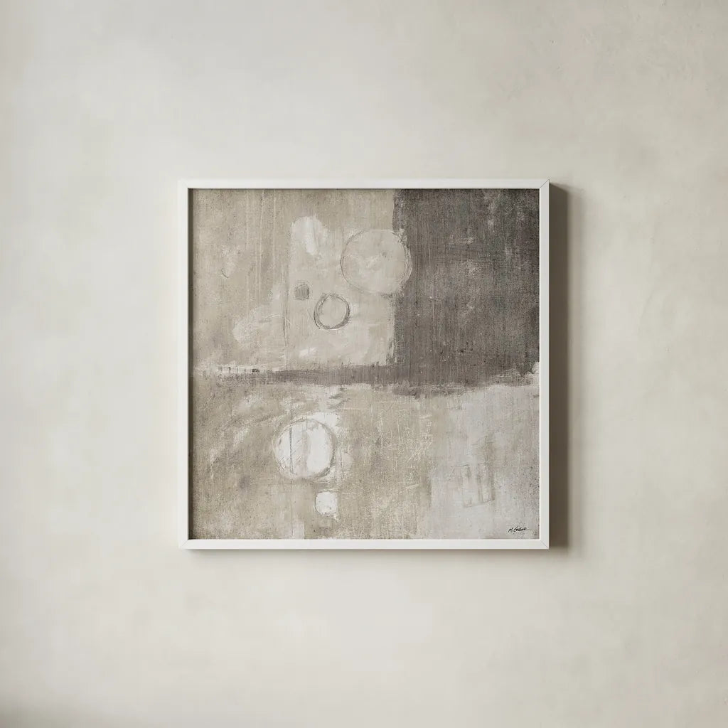 Blue Water II Neutral by Mike Schick. Shown in a crisp white glass frame for a clean and minimalist style. Available as an archival giclee rolled canvas, fine art paper, or poster print. SKU 34233a.