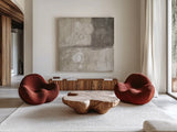 Blue Water II Neutral by Mike Schick. Shown as extra-large giant wall art in a modern living room. Available as an archival giclee rolled canvas, fine art paper, or poster print. SKU 34233a.
