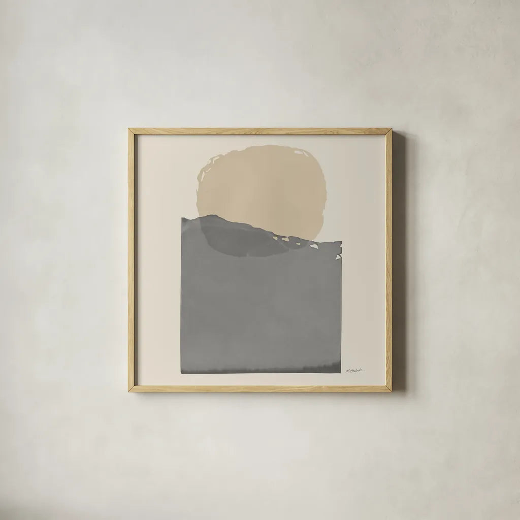 Buoyant Neutral Crop by Mike Schick. Shown in a natural wood glass frame for a timeless modern aesthetic. Available as an archival giclee rolled canvas, fine art paper, or poster print. SKU 70244a.