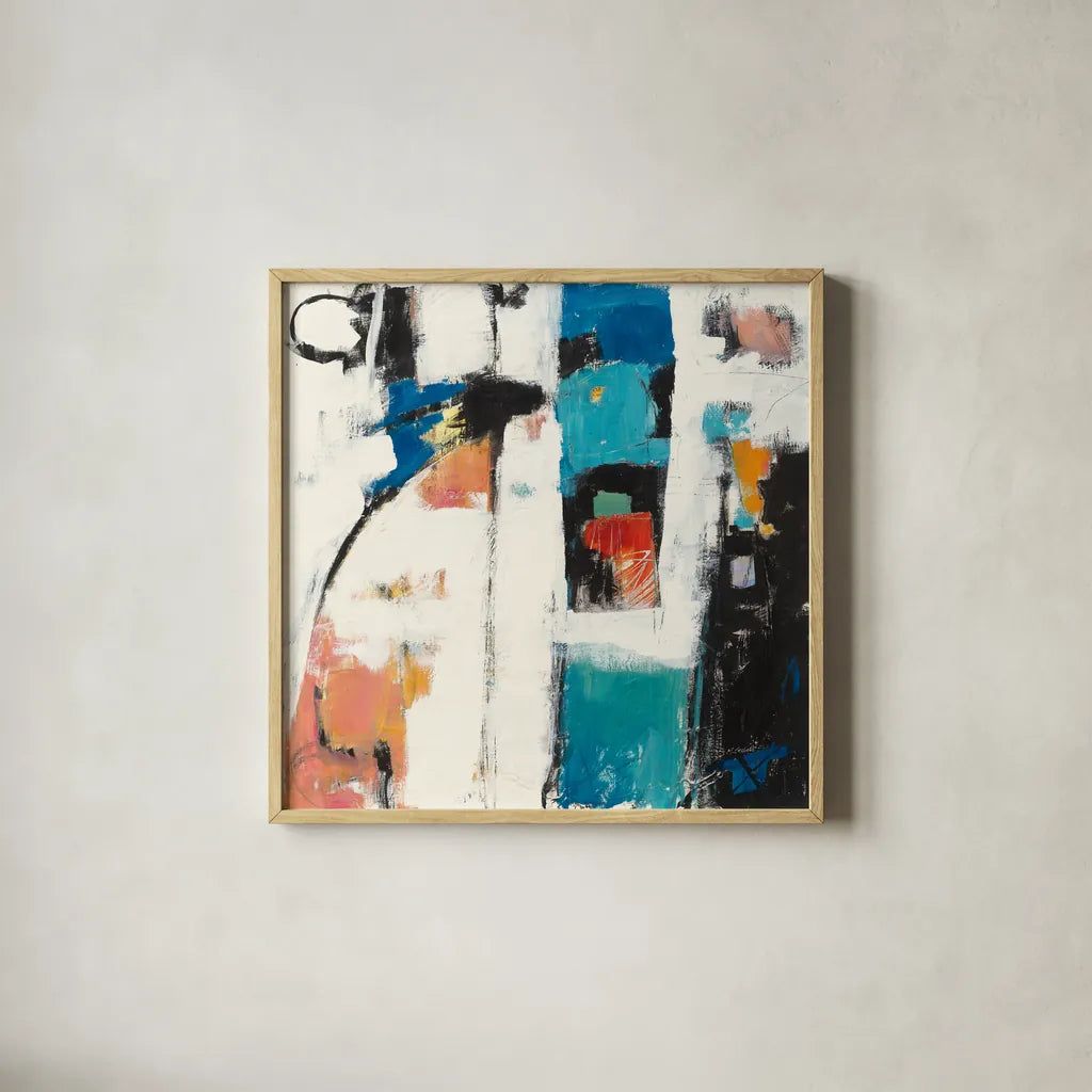 Catalina I by Mike Schick. Shown in a natural wood glass frame for a timeless modern aesthetic. Available as an archival giclee rolled canvas, fine art paper, or poster print. SKU 18921a.