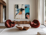 Catalina I Cool Chromatic by Mike Schick. Shown as extra-large giant wall art in a modern living room. Available as an archival giclee rolled canvas, fine art paper, or poster print. SKU 26505a.
