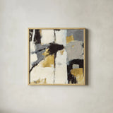 Catalina I Gold by Mike Schick. Shown in a natural wood glass frame for a timeless modern aesthetic. Available as an archival giclee rolled canvas, fine art paper, or poster print. SKU 34241a.