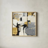 Catalina II Gold by Mike Schick. Shown in a natural wood glass frame for a timeless modern aesthetic. Available as an archival giclee rolled canvas, fine art paper, or poster print. SKU 34242a.