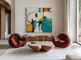 Catalina II Pink by Mike Schick. Shown as extra-large giant wall art in a modern living room. Available as an archival giclee rolled canvas, fine art paper, or poster print. SKU 8903a.