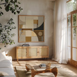 Champagne IV Crop by Mike Schick. Shown in a natural wood frame in a cozy modern living room. Available as an archival giclee rolled canvas, fine art paper, or poster print. SKU 37426a.