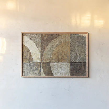 Circular Sculpture by Mike Schick. shown as a paper print in a natural frame. Available as a archival giclee rolled canvas, fine art paper, or poster print. SKU 13220i.