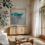 Dark to Light by Mike Schick. Shown in a natural wood frame in a cozy modern living room. Available as an archival giclee rolled canvas, fine art paper, or poster print. SKU 32873a.