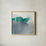 Dark to Light Peacock by Mike Schick. Shown in a natural wood glass frame for a timeless modern aesthetic. Available as an archival giclee rolled canvas, fine art paper, or poster print. SKU 49779a.