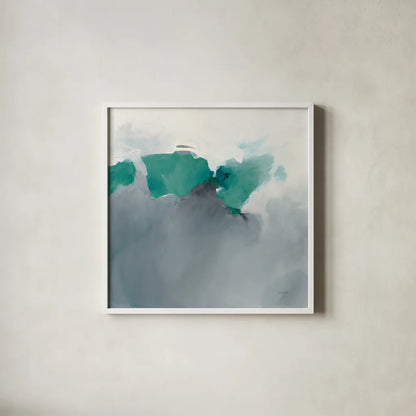 Dark to Light Peacock by Mike Schick. Shown in a crisp white glass frame for a clean and minimalist style. Available as an archival giclee rolled canvas, fine art paper, or poster print. SKU 49779a.