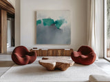 Dark to Light Peacock by Mike Schick. Shown as extra-large giant wall art in a modern living room. Available as an archival giclee rolled canvas, fine art paper, or poster print. SKU 49779a.