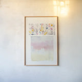 Day Dream Watercolor v2 by Mike Schick. shown as a paper print in a natural frame. Available as a archival giclee rolled canvas, fine art paper, or poster print. SKU 45825h.