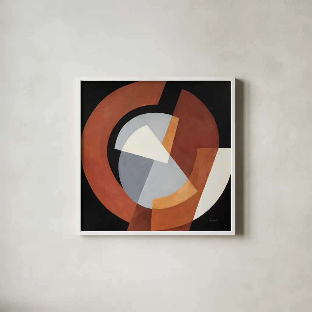 Deconstructed I by Mike Schick. Shown in a crisp white glass frame for a clean and minimalist style. Available as an archival giclee rolled canvas, fine art paper, or poster print. SKU 88371a.