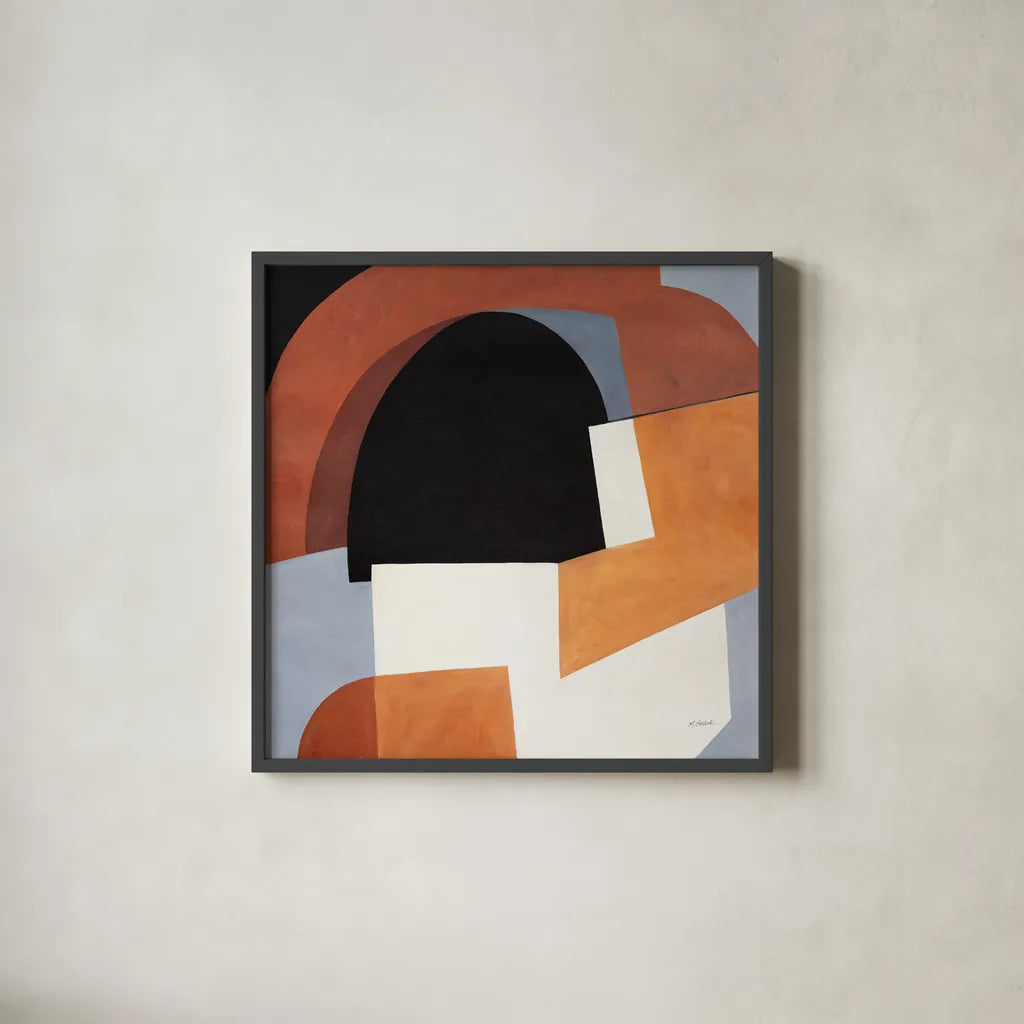 Deconstructed II by Mike Schick. Shown in a sleek black glass frame for a contemporary gallery look. Available as an archival giclee rolled canvas, fine art paper, or poster print. SKU 88372a.