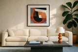Deconstructed III by Mike Schick. Displayed in a glass frame with matte in a clean modern living room. Available as an archival giclee rolled canvas, fine art paper, or poster print. SKU 88373a.