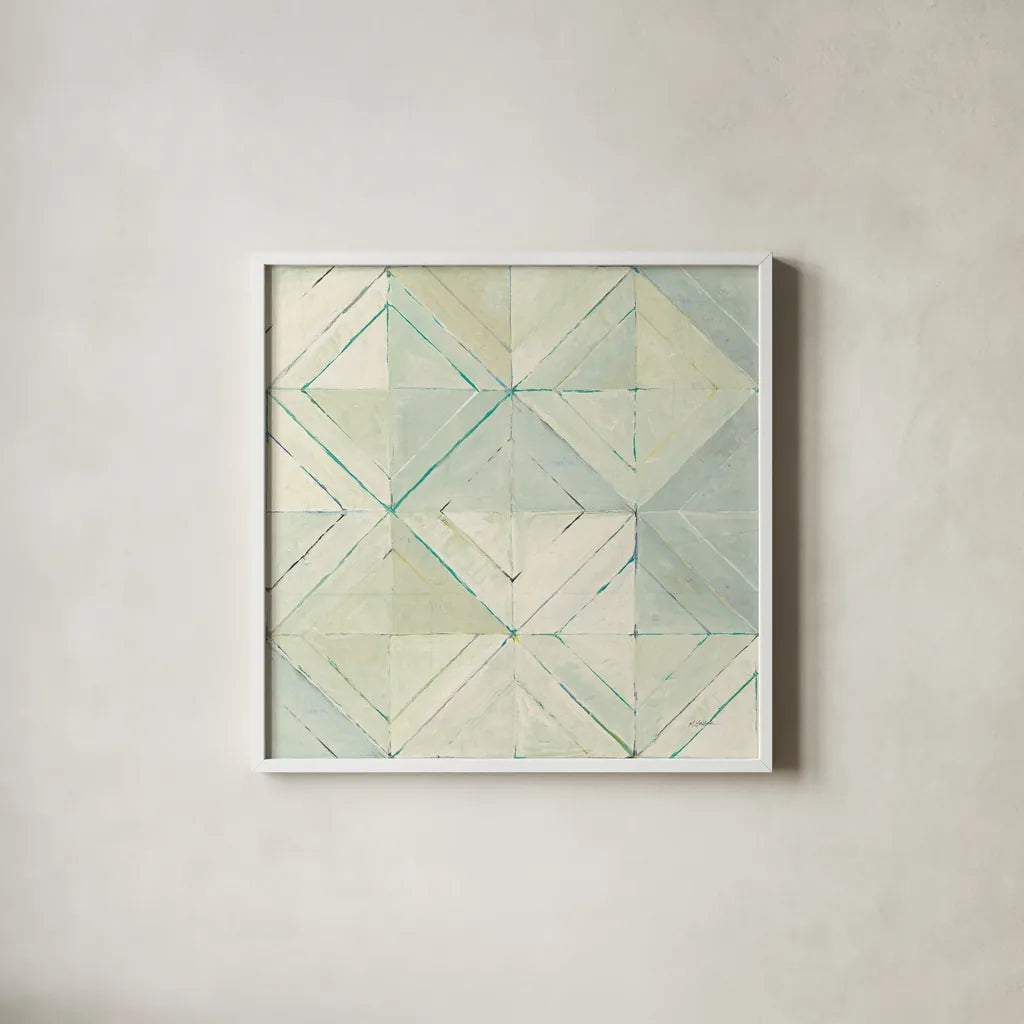 Diamonds are Forever Blue by Mike Schick. Shown in a crisp white glass frame for a clean and minimalist style. Available as an archival giclee rolled canvas, fine art paper, or poster print. SKU 34207a.