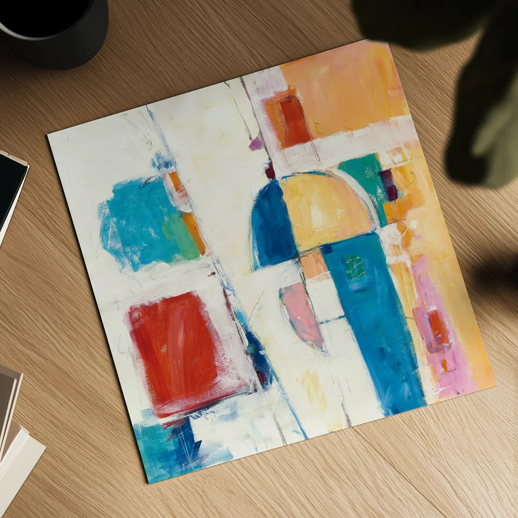 Down to the Street by Mike Schick. Shown as a detailed flat fine art print, highlighting archival giclee quality. Available as an archival giclee rolled canvas, fine art paper, or poster print. SKU 49030a.