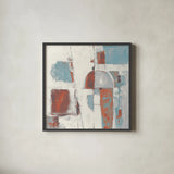 Down to the Street Cool by Mike Schick. Shown in a sleek black glass frame for a contemporary gallery look. Available as an archival giclee rolled canvas, fine art paper, or poster print. SKU 53111a.