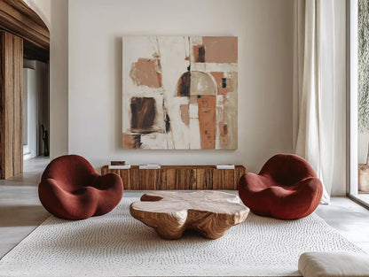 Down to the Street Warm by Mike Schick. Shown as extra-large giant wall art in a modern living room. Available as an archival giclee rolled canvas, fine art paper, or poster print. SKU 55379a.