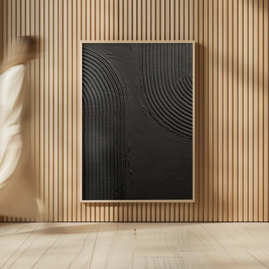 Embrace I Black by Mike Schick. shown as over sized large wall art. Available as an archival giclee rolled canvas, fine art paper, or poster print. SKU 86567h.