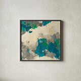 Emerald Gray Matter II Square by Mike Schick. Shown in a sleek black glass frame for a contemporary gallery look. Available as an archival giclee rolled canvas, fine art paper, or poster print. SKU 12614a.