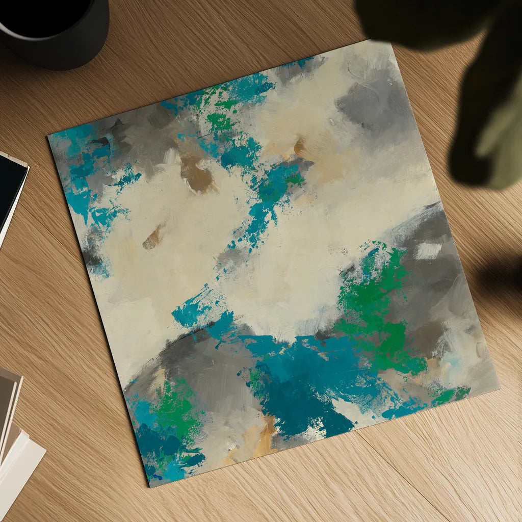 Emerald Gray Matter III Square by Mike Schick. Shown as a detailed flat fine art print, highlighting archival giclee quality. Available as an archival giclee rolled canvas, fine art paper, or poster print. SKU 12613a.