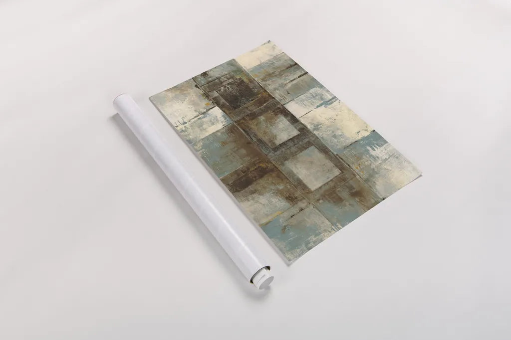 Euclid Ave Variations Blue Brown by Mike Schick. shown as a rolled paper print. Available as archival giclee rolled canvas, fine art paper, or poster print. SKU 7906i.