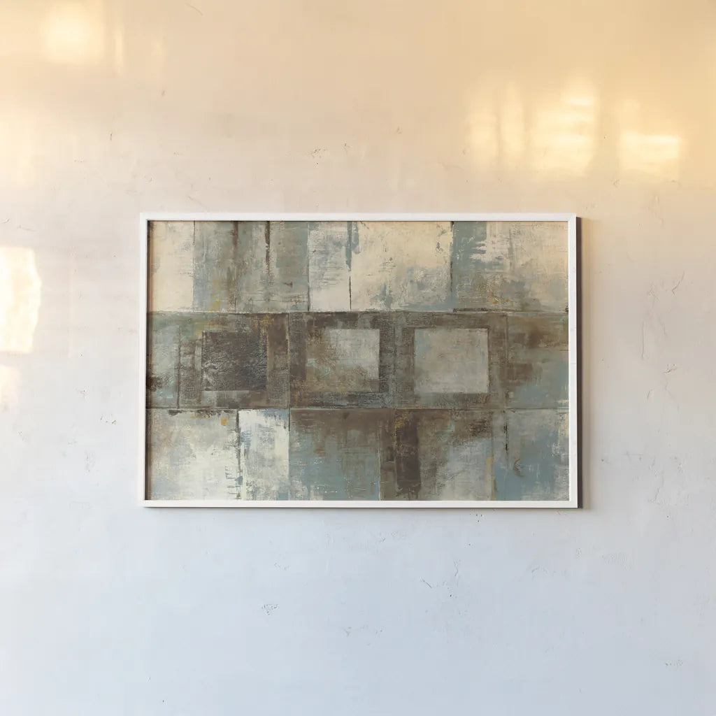 Euclid Ave Variations Blue Brown by Mike Schick. shown as a paper print in a white frame. Available as a archival giclee rolled canvas, fine art paper, or poster print. SKU 7906i.