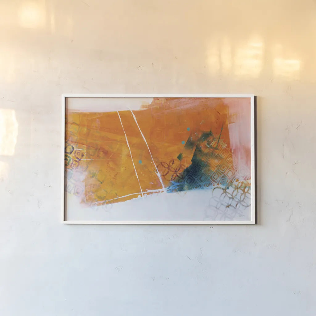 Exaggeration by Mike Schick. shown as a paper print in a white frame. Available as a archival giclee rolled canvas, fine art paper, or poster print. SKU 64645i.