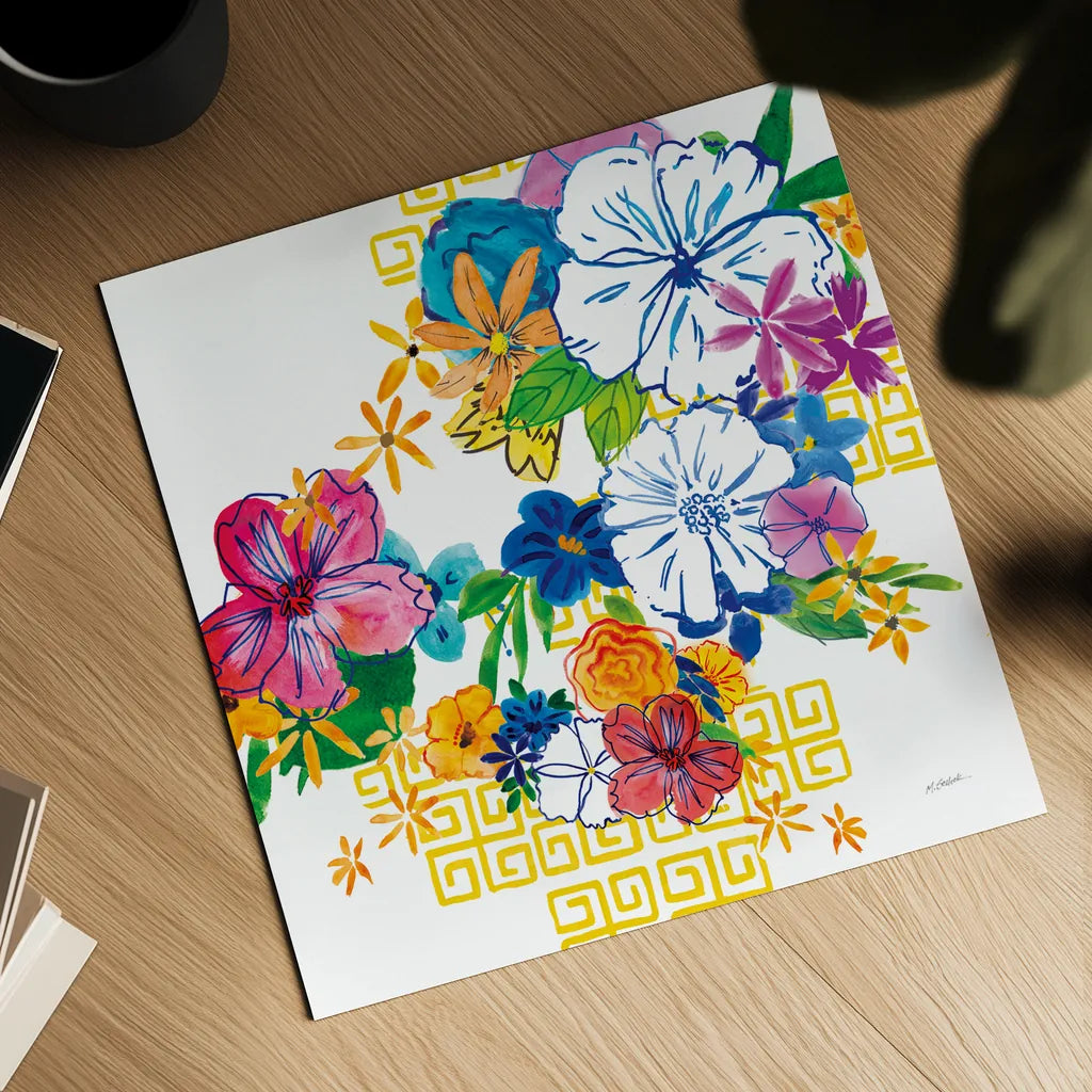Flower Power II by Mike Schick. Shown as a detailed flat fine art print, highlighting archival giclee quality. Available as an archival giclee rolled canvas, fine art paper, or poster print. SKU 65877a.