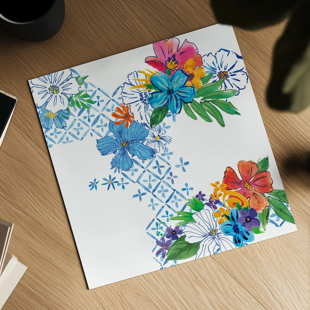 Flower Power V by Mike Schick. Shown as a detailed flat fine art print, highlighting archival giclee quality. Available as an archival giclee rolled canvas, fine art paper, or poster print. SKU 65880a.