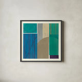 Forest Bridge V2 by Mike Schick. Shown in a sleek black glass frame for a contemporary gallery look. Available as an archival giclee rolled canvas, fine art paper, or poster print. SKU 34276a.