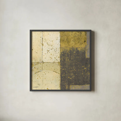 Gilded Blues Before Sunrise III by Mike Schick. Shown in a sleek black glass frame for a contemporary gallery look. Available as an archival giclee rolled canvas, fine art paper, or poster print. SKU 18904a.