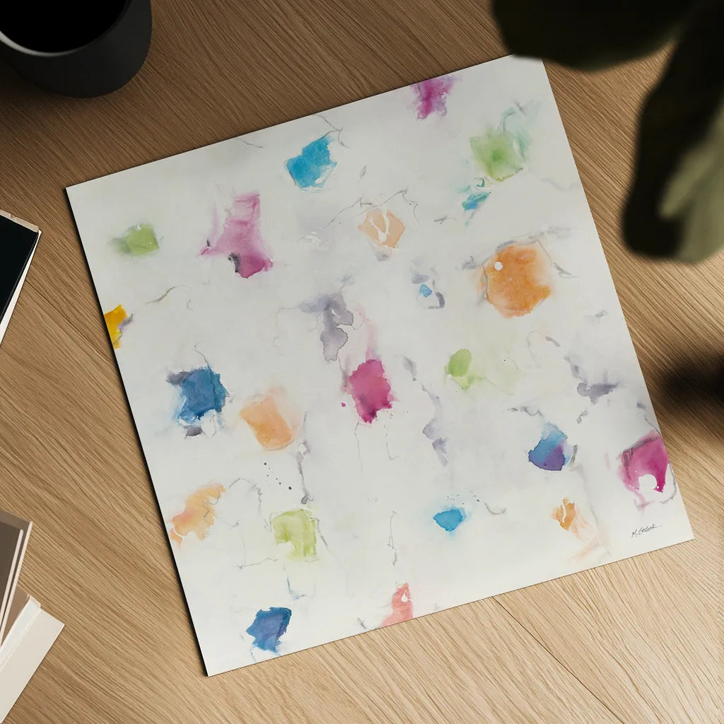 Glitterati I by Mike Schick. Shown as a detailed flat fine art print, highlighting archival giclee quality. Available as an archival giclee rolled canvas, fine art paper, or poster print. SKU 27340a.