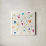 Glitterati I by Mike Schick. Shown in a crisp white glass frame for a clean and minimalist style. Available as an archival giclee rolled canvas, fine art paper, or poster print. SKU 27340a.