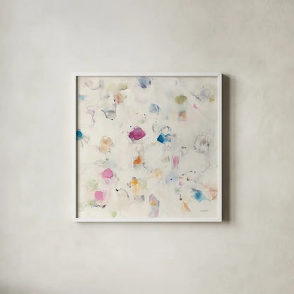 Glitterati II by Mike Schick. Shown in a crisp white glass frame for a clean and minimalist style. Available as an archival giclee rolled canvas, fine art paper, or poster print. SKU 27341a.